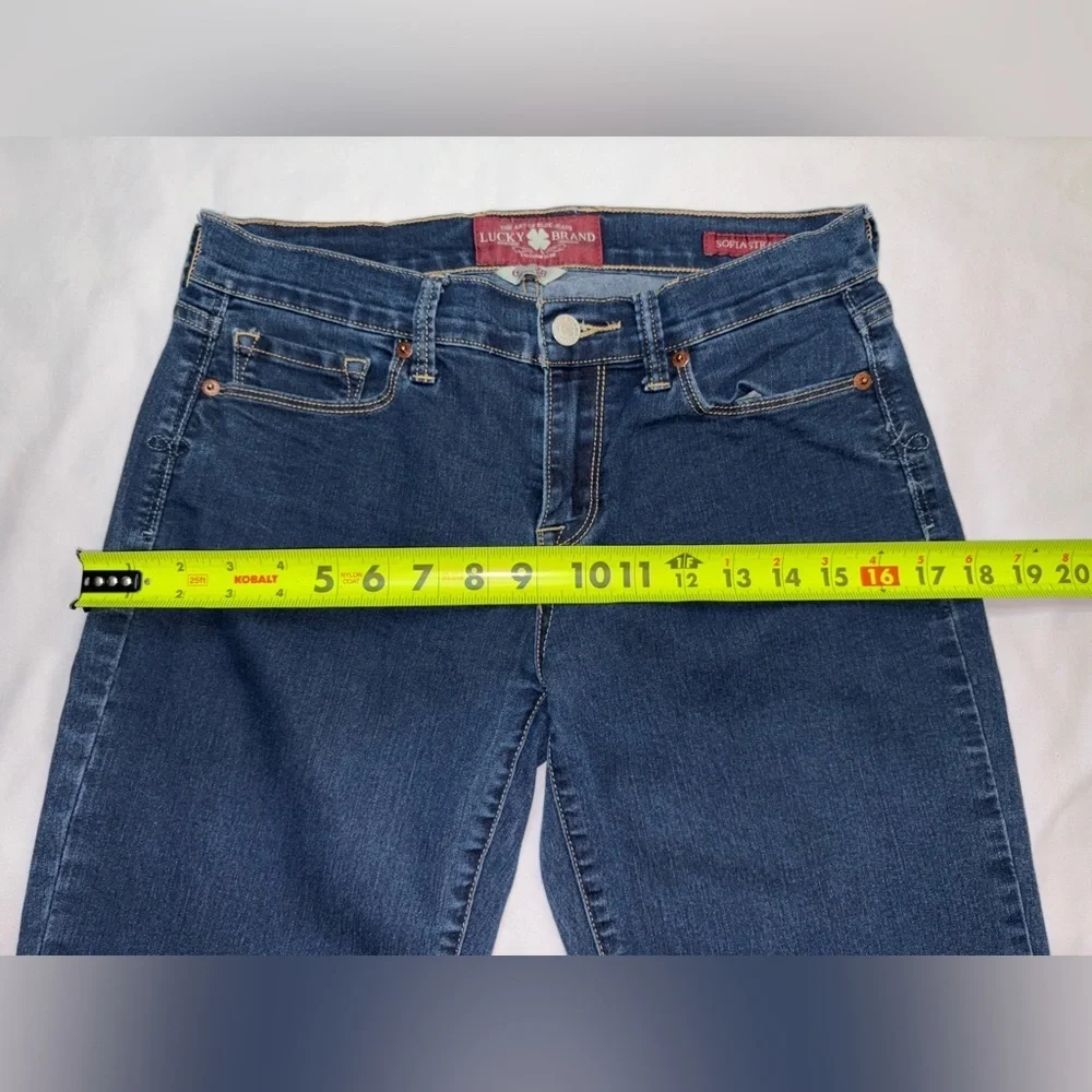 Lucky Brand Size 6/28 Regular Dark Wash Sofia Straight Mid Rise Jeans - Picture 4 of 11